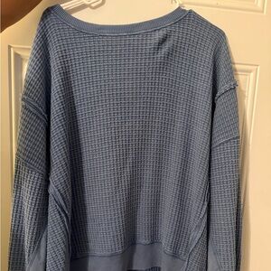 American Eagle Outfitters Light Blue Waffle Knit Sweater